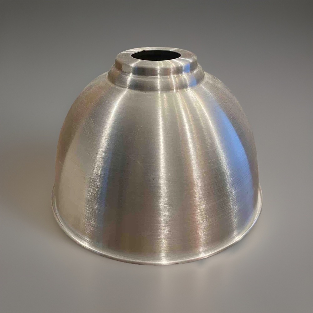 Vtg 8" IKEA Brushed Chrome Aluminum Dome Pendant SHADE Industrial Modern Silver